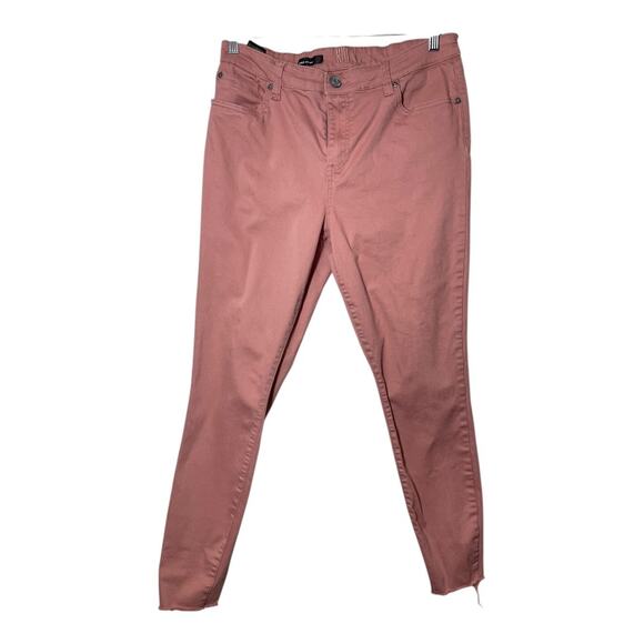 Kut from the Kloth Carlo Ankle Skinny Jeans Pink Size 14 Stretch Raw Fray Hem - Picture 1 of 5